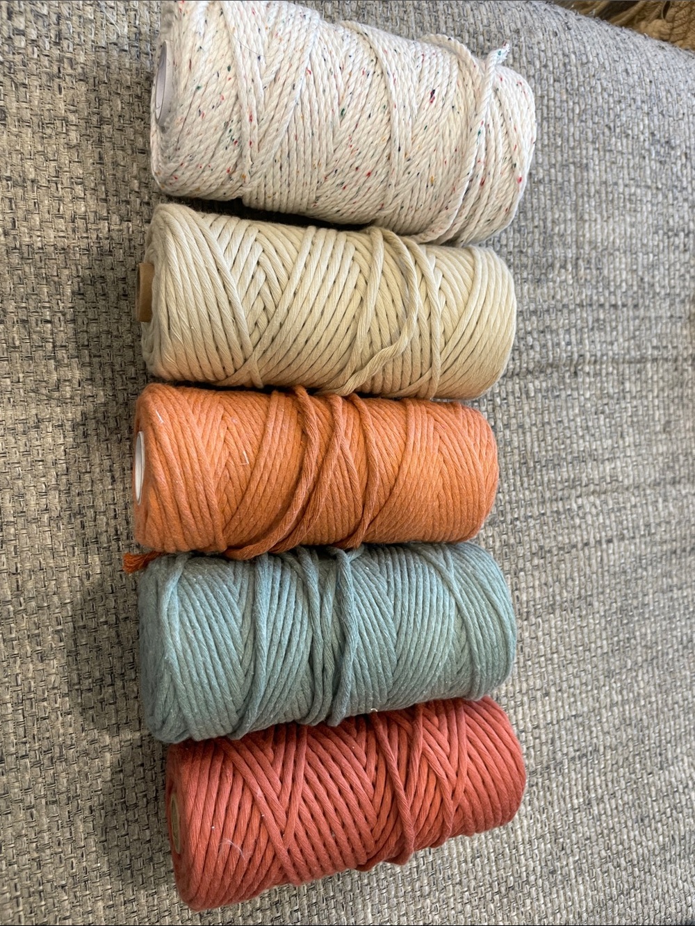 Assorted macrame spools - Rainbow, Wheat, Terra Cotta, Laurel, Brick